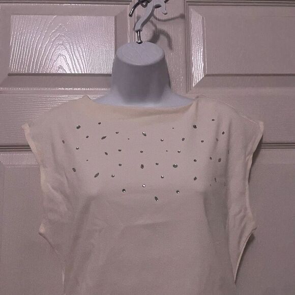 Marc New York Medium White Blouse Rhinestoned - Picture 2 of 6